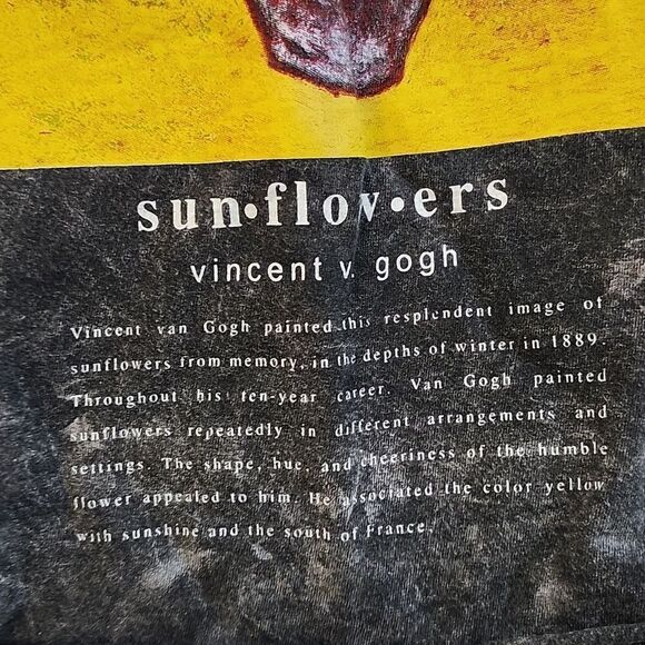 FIFTH🩷SUN Vincent Van Gogh Sunflowers Cropped Black Tie Dye T-Shirt Tee XS - Picture 6 of 8